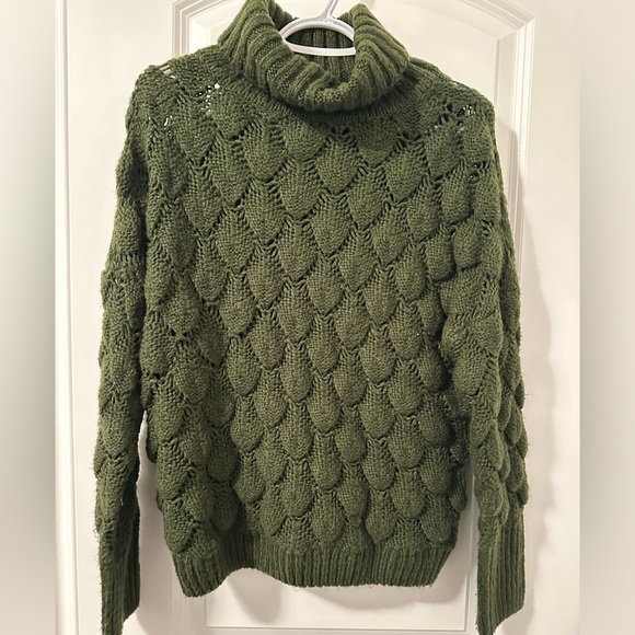 FRNCH Sweater Women's Size M/L Green Pullover Long Sleeve Mock Neck - Picture 1 of 2
